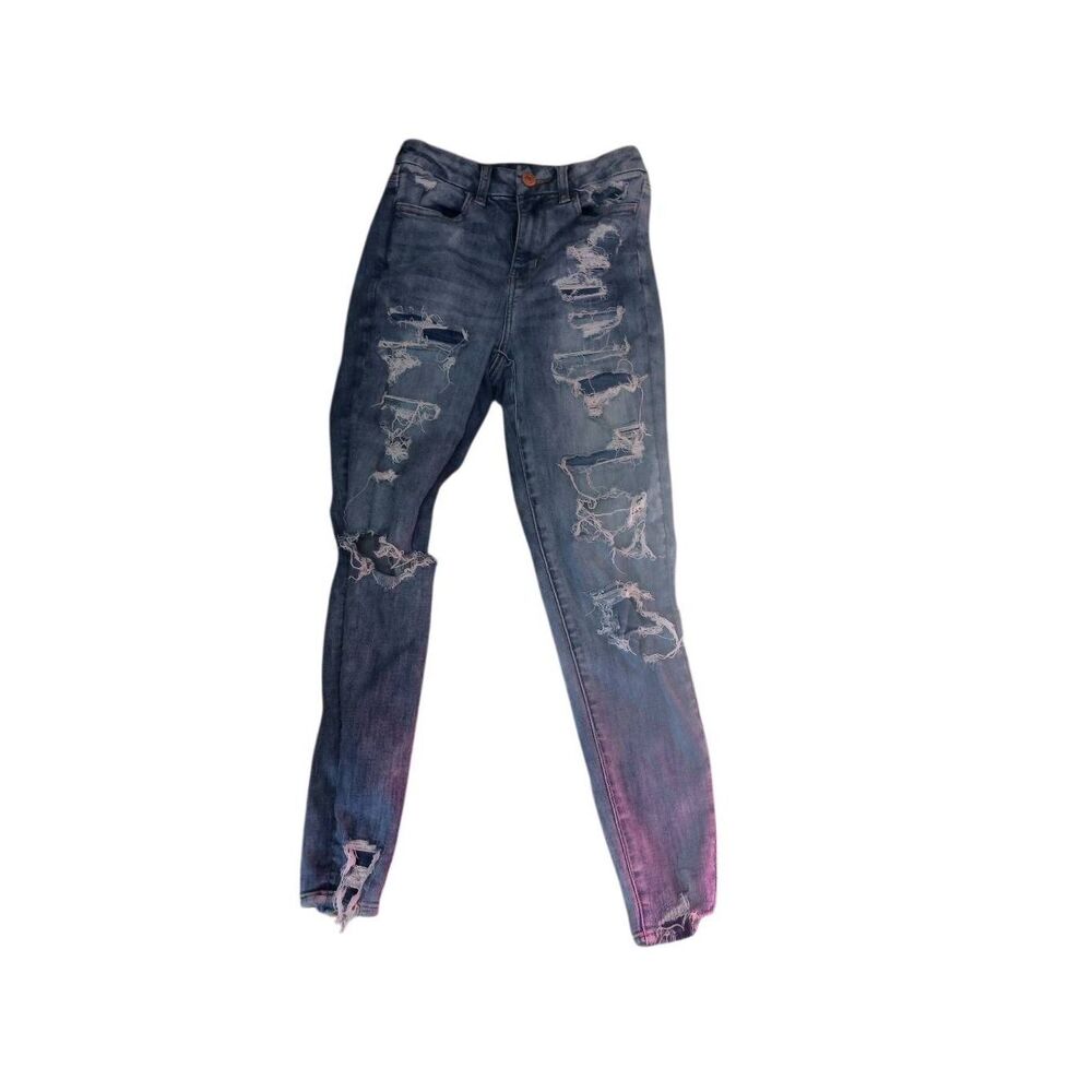 American eagle high rise jeggin 2 short factory distressed dark wash